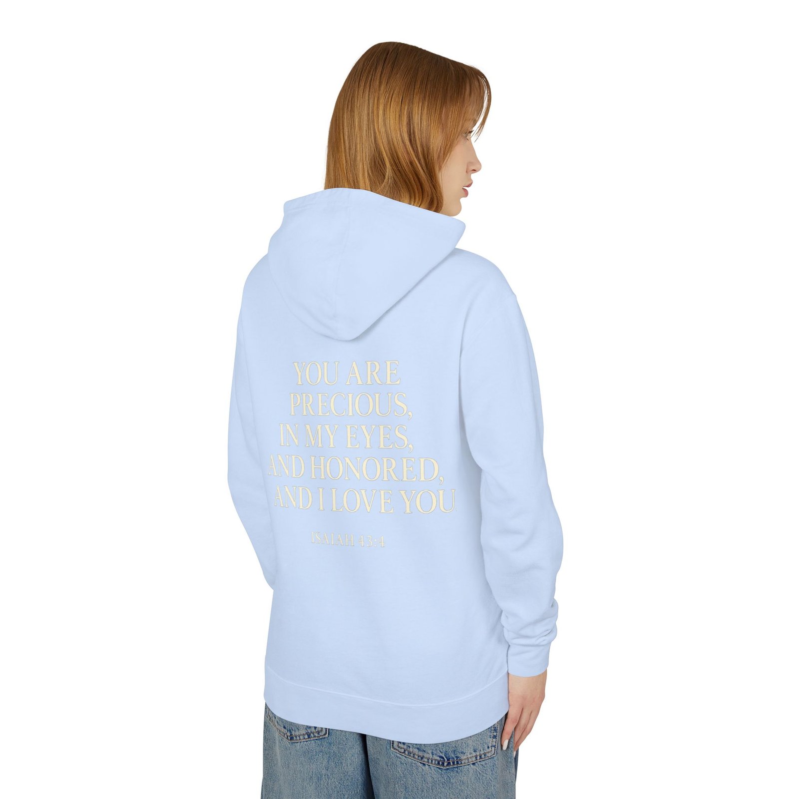 Isaiah 43:4 Lightweight Hooded Sweatshirt - Image 4